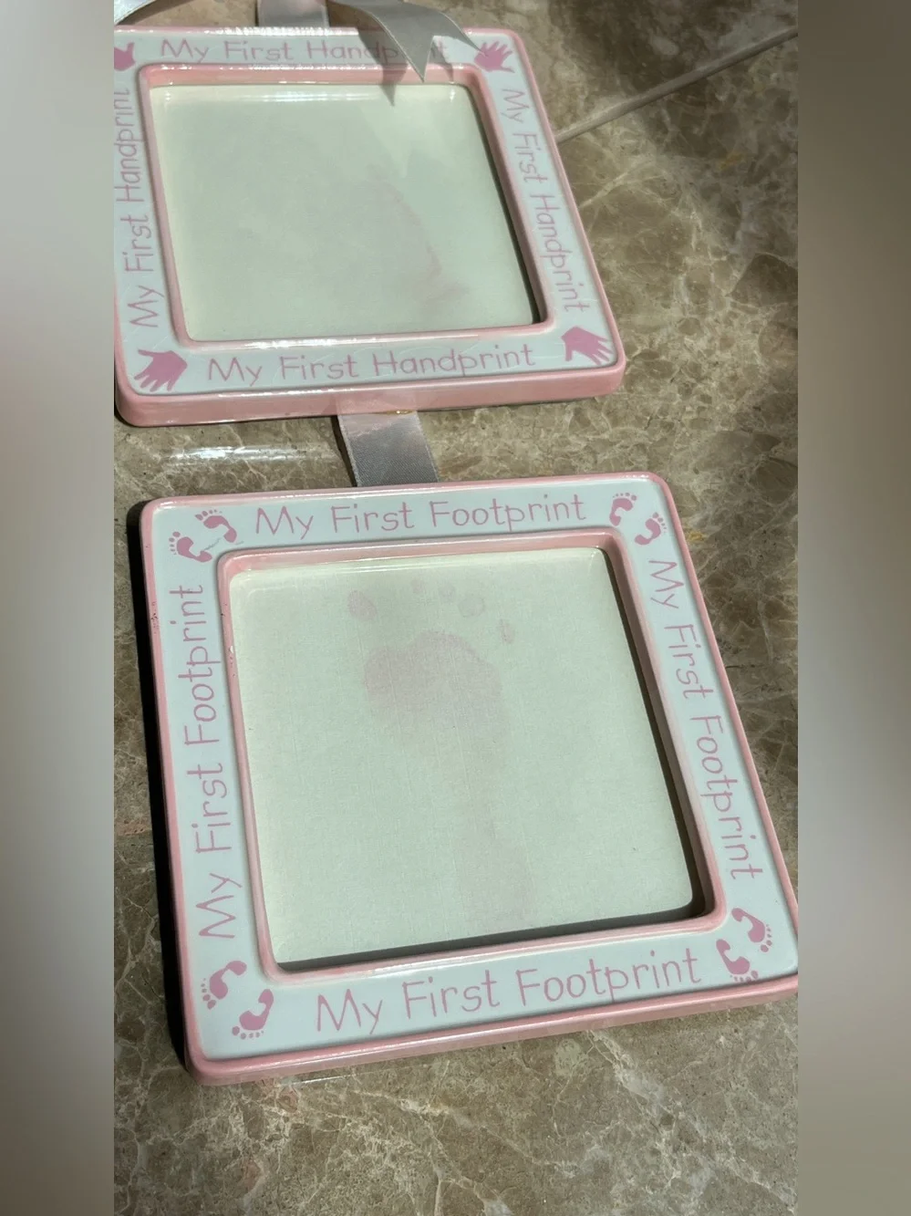 My First Handprint & Footprint Pink Hanging Photo Frame